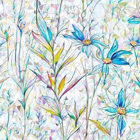 Regenbogenfarbene Verdunkelungsfolie, klebstofffrei, wiederverwendbar (Blue Lotus, 45 x 200 cm, 1 Rolle) (1/5)