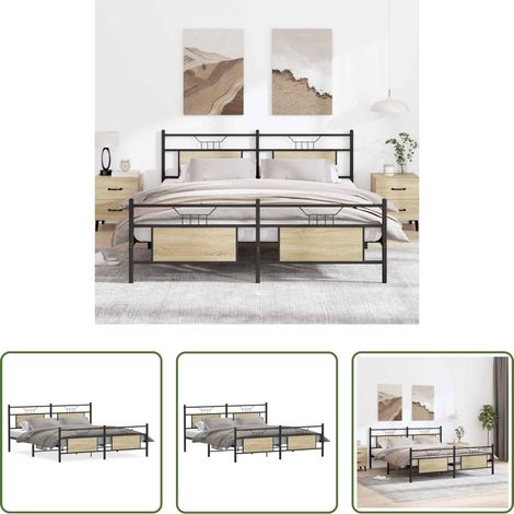 vidaXL Estructura de cama sin colchón metal roble Sonoma 183x213 cm (1/5)