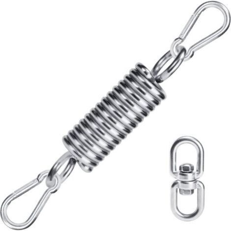 1 PCS Crochet de Ressort de Hamac, Il a 2 M10 Mousqueton de Fixation, 1 Ressort de Suspension et 1 Anneau Rotatif à 360 °, Accessoires de Balançoire De Chaise Extérieure