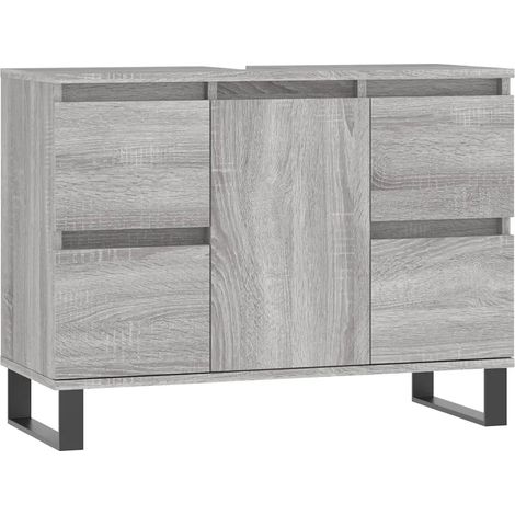 Armoire de salle de bain avec pieds en fer 80 x 33 x 60 cm style industriel finition moderne en bois sonoma gris (1/5)