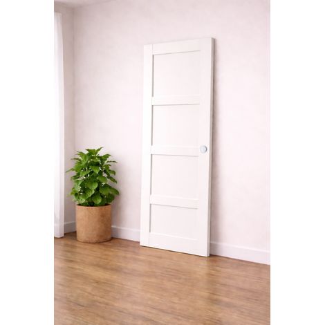 Puerta corredera Tamera blanca de 4 paneles H204 x L93 cm, con conchas blancas Gd Menuiseries (1/4)