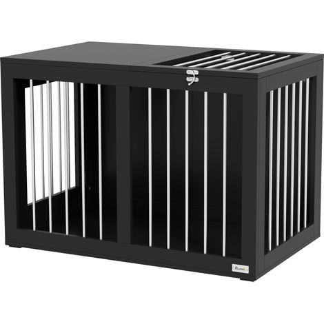 Cage pour chien, caisse de transport, 2 portes verrouillables, grille en acier, 80 x 50 x 56,5 cm, noir (1/5)