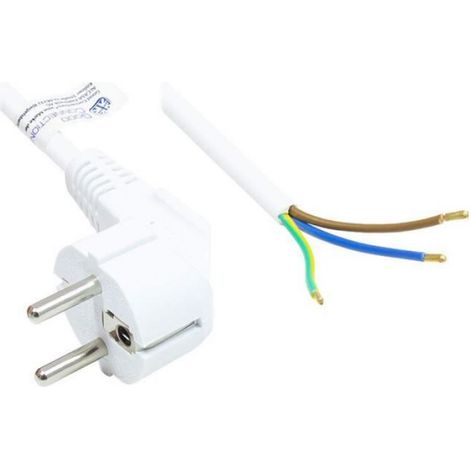 Câble D'alimentation Type E+F CEE 7/7 Coudé Extrémités Isolées 1 00 Mm2 10 A 250 V
