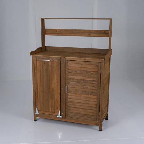 banc de rempotage extérieur table de patio jardinerie armoire de rangement bois de sapin massif abri en bois étagère amovible plantation planteur 2