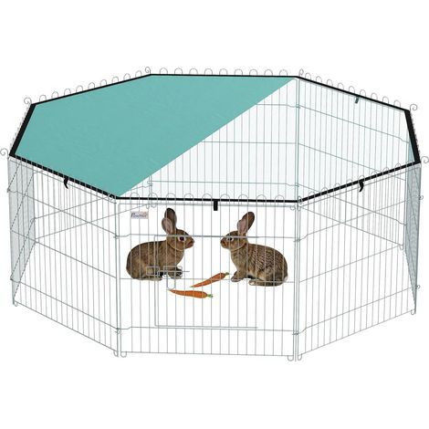 Dog Enclosure with 8 Panels and Roof, Modular and Foldable, Secure Door, Portable Playpen 60cm High, Indoor/Outdoor (1/5)