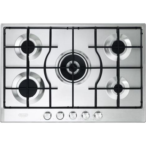 De'Longhi SLF575LX Einbau-Gaskochfeld aus Edelstahl, 75 cm, 5 Brenner