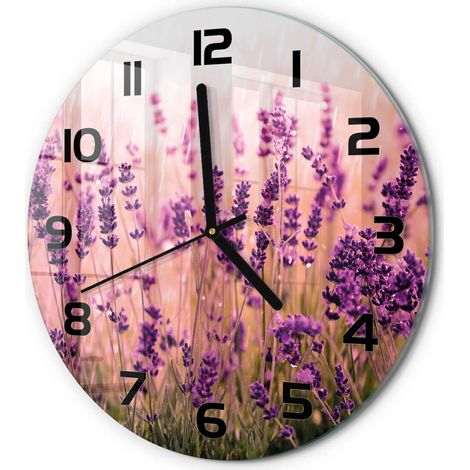 Horloge Murale Ronde Facile à Lire en Verre Silencieuse Salon Cuisine Bureau Lavande fi 30 cm (1/5)