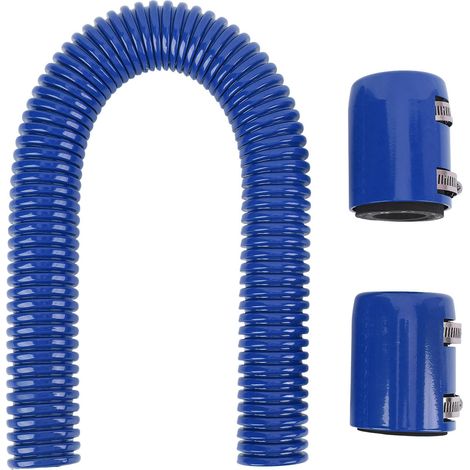 Ortviai Kit de Tuyaux de Radiateur en Acier Inoxydable 24 pouces – Flexible, Bleu, pour Raccords 1¼/1½/1¾ pouce (1/5)