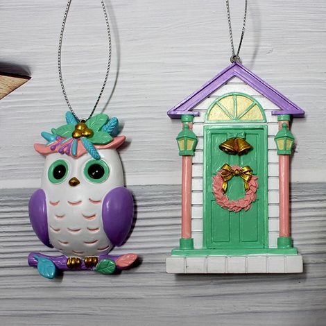 6-teiliges Set Weihnachtsdekorationen aus Kunstharz: Weihnachtsbaum, Weihnachtsmann und Rentier. Frische und schlichte Weihnachtsdekoration, Einheitsgröße. (1/5)