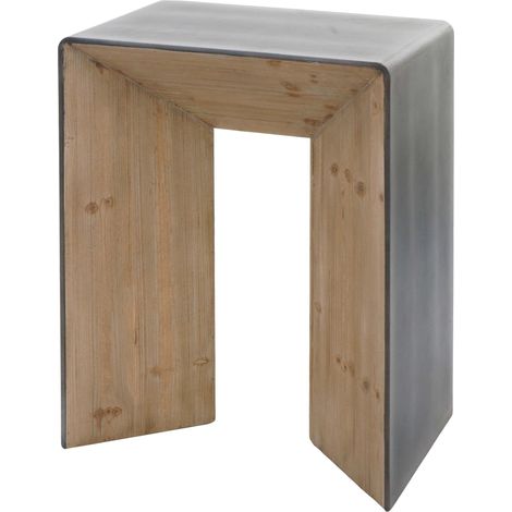 Mesa consola HHG-611, mesa teléfono mesa auxiliar, madera maciza industrial MVG, 80x60x40cm natural con aspecto metálico