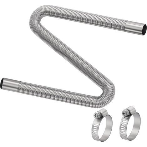 Tuyau d'échappement Acier Inoxydable, 25 mm x 100 cm Tuyau d'Echappement de Voiture Flexible pour Générateurs Chauffage Diesel Chauffage de Stationnement, avec 2 Colliers de Serrage