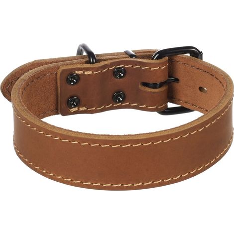 Collier Chien Montana en cuir marron XL 49-59cm 40mm (1/4)