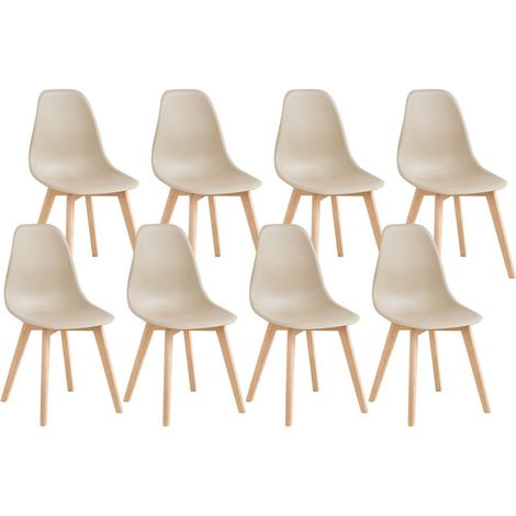 8er Set Esszimmerstühle mit Massivholzbeinen, Khaki (1/5)