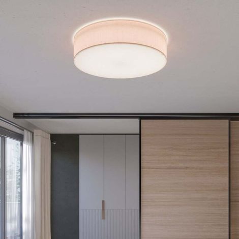 [GEBRAUCHT] B-Ware Deckenleuchte Rondo LED Lampe dimmbar beige Metall Textil Ø60cm 13cm hoch (1/2)