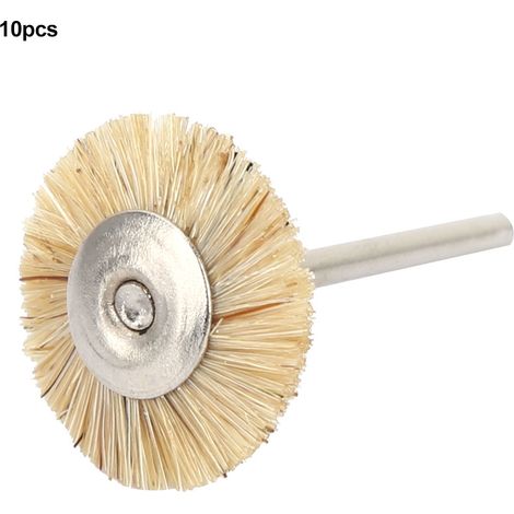 Ortviai Brosse de polissage en poils de porc blanc, manche métallique, 3 x 25 mm, lot de 10 (1/5)