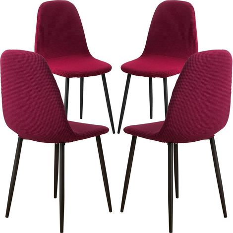 Housse de Chaise de Salle à Manger,4 Pieces Jacquard Housse de Chaise Extensible,Amovible Lavable,Couverture de Chaise pour Salon Bouquet Maison Mariage Réunion,vin Rouge (1/5)