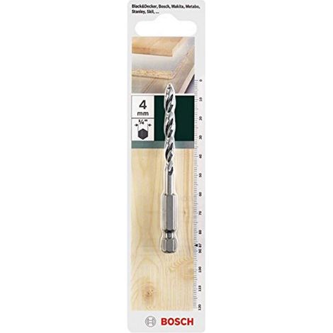 Bosch Holzspiralbohrer-HSS 1/4"-Sechskantschaft D= 4,0 mm L= 87 mm - 2609255148