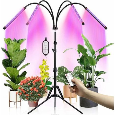 Plant Light, Plant Grow Light med stativ, LED Plant Grow Light Trädgårdsodling Blommande 4 Heads Full Spectrum Grow Light (1/5)