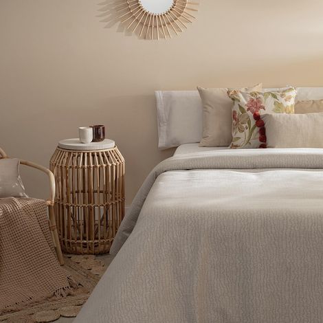 Housse de Couette Jacquard Aleli, 50% Coton 50% Polyester (Lit 105, Pierre) (1/5)
