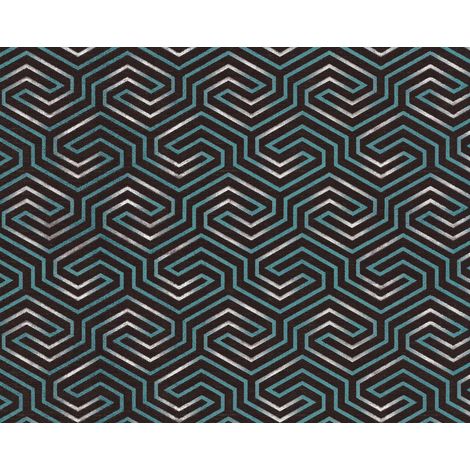 Grafik Tapete EDEM 84114BR95 Vliestapete leicht strukturiert mit Ornamenten und metallischen Akzenten anthrazit umbra-grau perl-opal-grün silber 10,65 m2