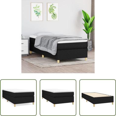 Schlafzimmer -  Boxspringbettgestell Schwarz 90x200 cm Stoff