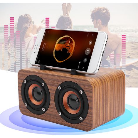 Haut-parleur Bluetooth Vintage en Bois, Lecteur de Musique Portable pour Téléphone et PC, Grain de Bois