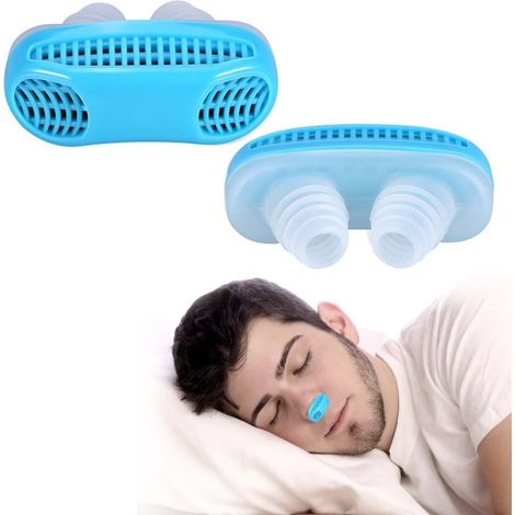 Dispositif anti-ronflement JRing, dilatateurs nasaux anti-ronflement, filtre à air, matériau en silicone, étui de voyage inclus (bleu) (1/5)