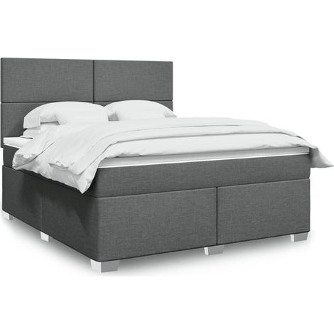 vidaXL Sommier à lattes de lit avec matelas Gris foncé 180x200cm Tissu (1/5)