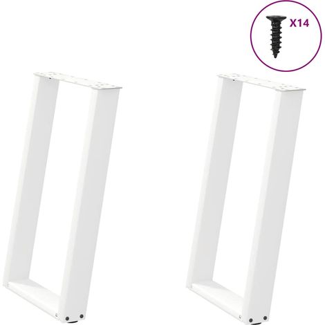 Esstischbeine U-Form 2 Stk. Weiß 60x(72-73) cm Stahl