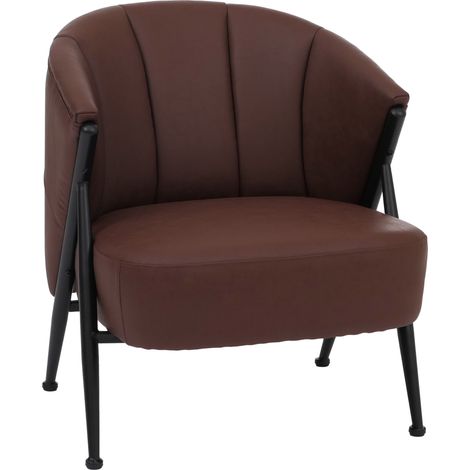 Fauteuil HWC-P30, fauteuil rembourré/cocktail/club Lounge Chair Vintage Retro Industrial Métal Simili cuir- rouille