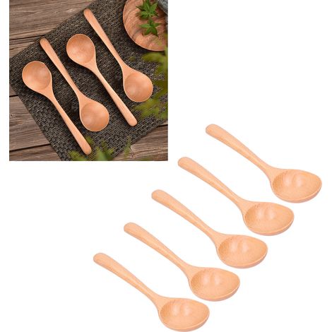 Louche ronde japonaise à long manche de grande taille (20 x 6 cm), louche à porridge, louche à remuer, louche à ramen, couleur bois naturel. (1/5)