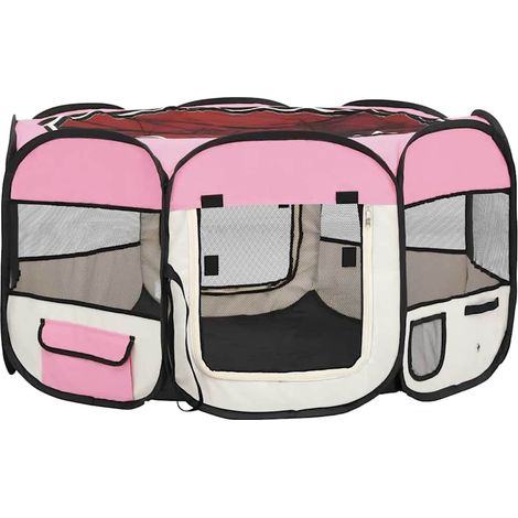 vidaXL Box per Cani Pieghevole con Borsa Trasporto Rosa