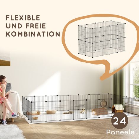 Enclos modulable pour petits animaux, parc extérieur en acier noir, surface 0,72 m², kit de construction extensible. (1/4)