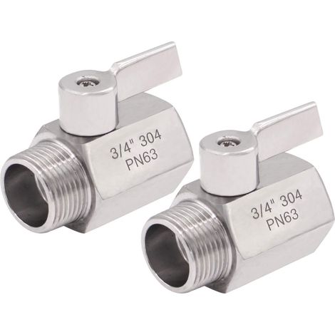 Stainless Steel Ball Valve Mini Valve Female Thread x Male Thread 2 Pieces (3/4) (1/5)