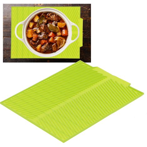 Tapis égouttoir à vaisselle 43 x 33 cm (16,9 x 13 po) en silicone de qualité alimentaire, flexible, durable, pliable, multifonctionnel et facile à nettoyer (vert) (1/5)