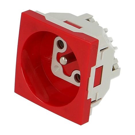 Prise de courant 16A 2P+T rouge Efapel Quadra & Latina (45x45) (1/2)