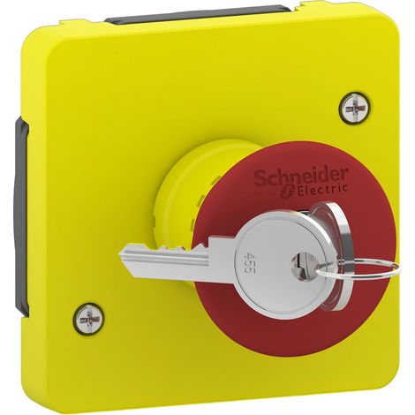 Mureva Styl - Arrêt d'urgence à clé - composable IP55 - IK08 - jaune - MUR35052 (1/2)