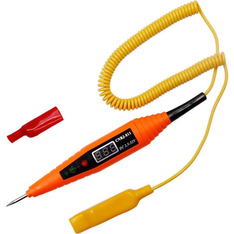 Tester per circuiti auto, display digitale da 2,5 V a 35 V, strumento di prova luci multifunzionale per veicoli di tipo A, arancione