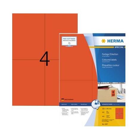 HERMA Etiketten A4 rot  105x148 mm Papier matt  400 St. (4397) (1/5)