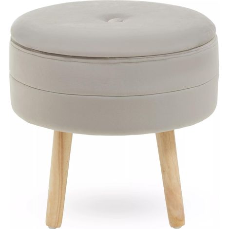 Premier Housewares Ivy Mink Velvet Stool (1/5)
