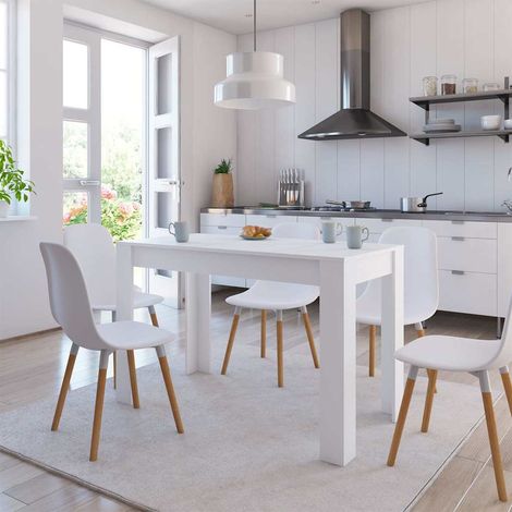 vidaXL Mesa de comedor de madera de ingeniería blanco 120x60x76 cm (1/5)