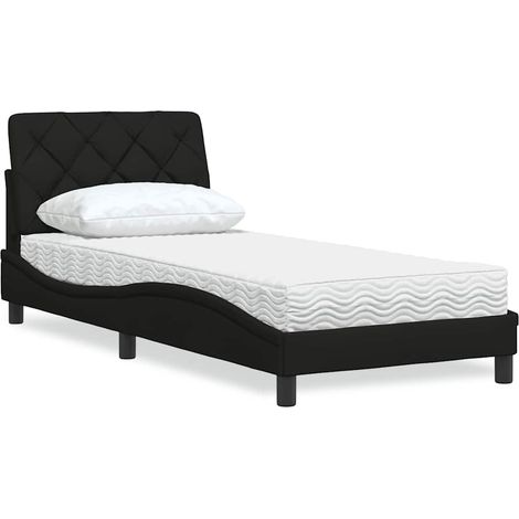 Bett mit Matratze Schwarz 80x200 cm Stoff (1/5)