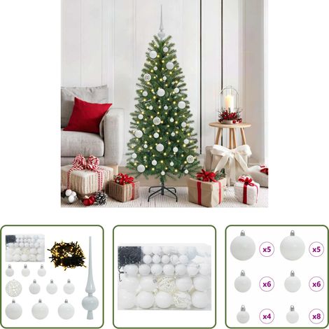 Éclairage LED -  Ensemble de Boules de Noël avec 150 LED 61 pcs Blanc Plastique (1/5)