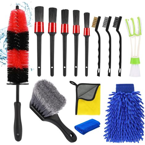 Kit de nettoyage auto, brosse pour jantes, kit de lavage auto pour le nettoyage des jantes, kit d'entretien auto, kit de lavage auto, brosse de nettoyage auto, brosse de détail pour les grilles d'aéra