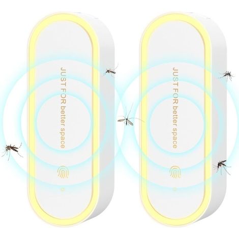 Répulsif antiparasitaire à ultrasons, LED Veilleuse électronique Antiparasitaire Intérieur, Antiparasitaire pour Moustiques, Souris, Araignées, Cafards, Mouches, Lot de 2, Blanc (1/5)