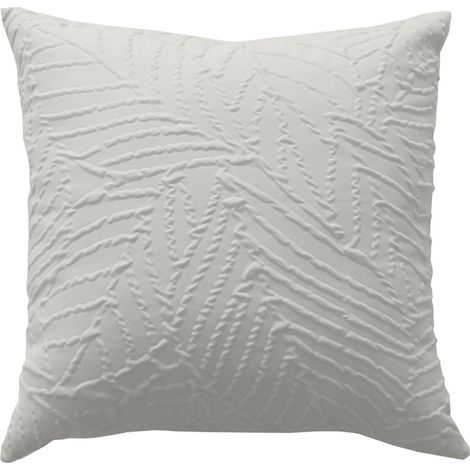 Coussin carré feuillage aspect gaufré Ecru 40x40 cm (1/3)