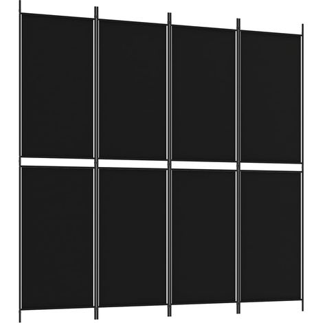 Paravent Cloison de séparation 4 panneaux, Pour Jardin, Balcon, Terrasse Noir 200x200 cm Tissu OIB6292E