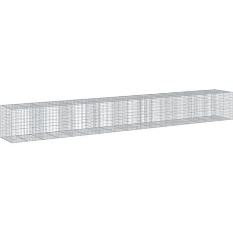 Gabbione cesto recinzione gabbia muro di contenimento con copertura 850 x 100 x 100 cm ferro zincato Argento 020040207