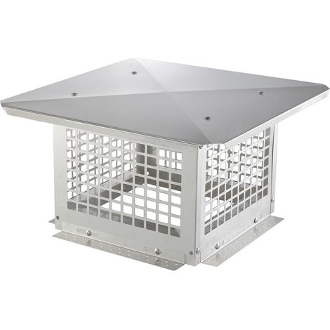 Chapeau de Cheminée 305x305 mm Acier Inoxydable 304 Grille Anti-Oiseaux et Pare-Vent pour Conduit Carré (1/5)