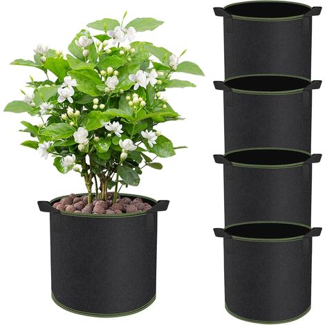4 pièces 6L Sac de Plantation,Sac de Plantation Non tissé avec poignées pour Pommes de Terre, tomates et Fraises, pour Balcon terrasse Serre & Jardin - 2 gallons (1/5)